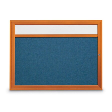 United Visual Products Slim Enclosed Corkboard, 30"x36", White Alum Frame/Cobalt UVEB3036-WHITE-COBACC
